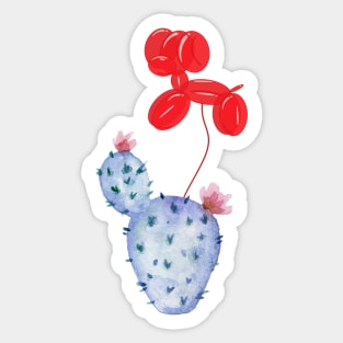 Purple Cactus Red Dog Balloon Sticker